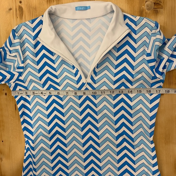 J. McLaughlin Catalina Cloth  Geometric Print 1/4 Zip Pullover Blue & Wh… - Picture 6 of 9